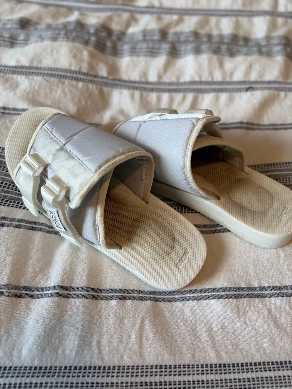 Suicoke Cream/White Slide Sandals Straps